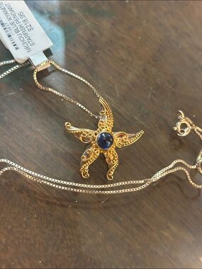 Michou Blue Kyanite Starfish Pendant necklace. New with older boutique tag!